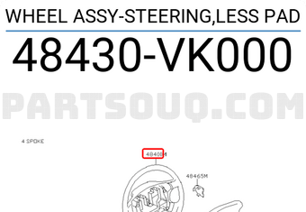 Nissan 48430VK000 WHEEL ASSY-STEERING,LESS PAD