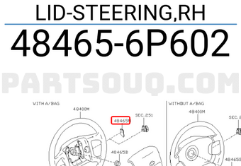 Nissan 484656P602 LID-STEERING,RH