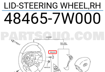 Nissan 484657W000 LID-STEERING WHEEL,RH