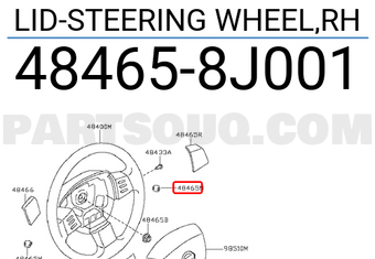 Nissan 484658J001 LID-STEERING WHEEL,RH