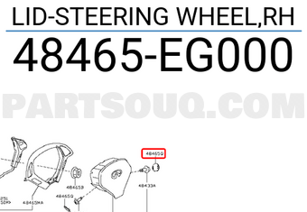 Nissan 48465EG000 LID-STEERING WHEEL,RH