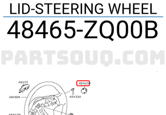 Nissan 48465ZQ00B LID-STEERING WHEEL