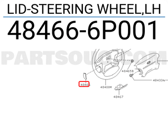 Nissan 484666P001 LID-STEERING WHEEL,LH