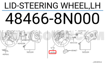 Nissan 484668N000 LID-STEERING WHEEL,LH