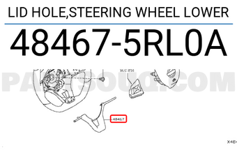 Nissan 484675RL0A LID HOLE,STEERING WHEEL LOWER