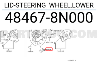 Nissan 484678N000 LID-STEERING WHEEL,LOWER