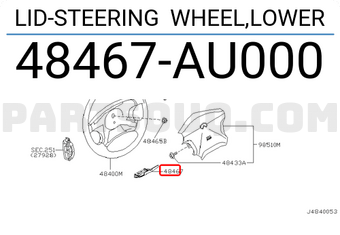 Nissan 48467AU000 LID-STEERING WHEEL,LOWER
