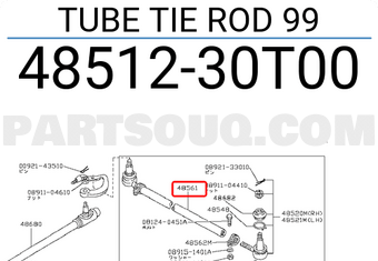 Nissan 4851230T00 TUBE TIE ROD 99