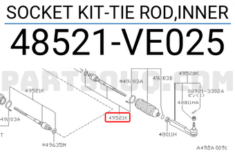 Nissan 48521VE025 SOCKET KIT-TIE ROD,INNER