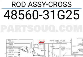Nissan 4856031G25 ROD ASSY-CROSS