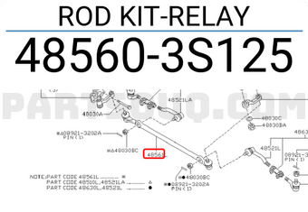 Nissan 485603S125 ROD KIT-RELAY