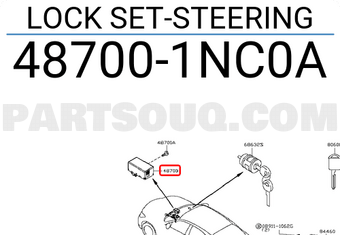 Nissan 487001NC0A LOCK SET-STEERING