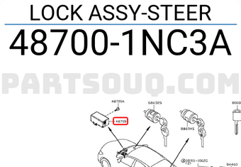 Nissan 487001NC3A LOCK ASSY-STEER