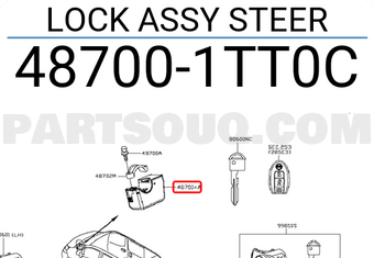 Nissan 487001TT0C LOCK ASSY STEER