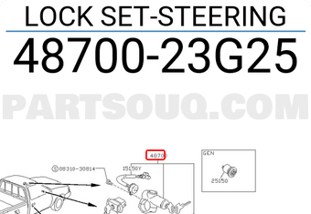 Nissan 4870023G25 LOCK SET-STEERING