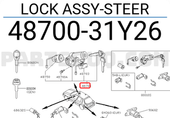 Nissan 4870031Y26 LOCK ASSY-STEER