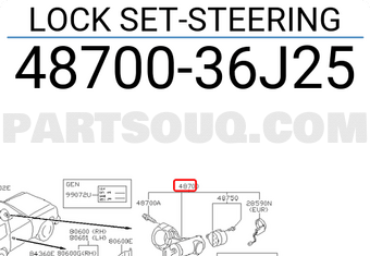 Nissan 4870036J25 LOCK SET-STEERING