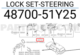 Nissan 4870051Y25 LOCK SET-STEERING
