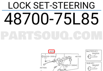Nissan 4870075L85 LOCK SET-STEERING