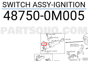 Nissan 487500M005 SWITCH ASSY-IGNITION