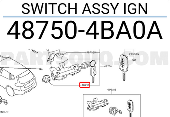 Nissan 487504BA0A SWITCH ASSY IGN