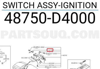 Nissan 48750D4000 SWITCH ASSY-IGNITION