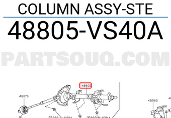 Nissan 48805VS40A COLUMN ASSY-STE