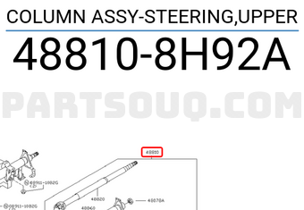 Nissan 488108H92A COLUMN ASSY-STEERING,UPPER