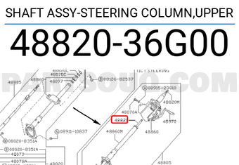 Nissan 4882036G00 SHAFT ASSY-STEERING COLUMN,UPPER