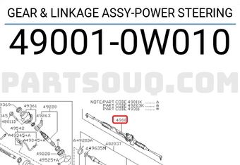 Nissan 490010W010 GEAR & LINKAGE ASSY-POWER STEERING