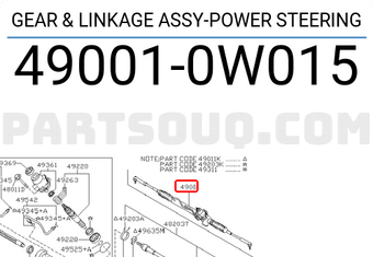 Nissan 490010W015 GEAR & LINKAGE ASSY-POWER STEERING