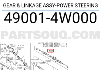 Nissan 490014W000 GEAR & LINKAGE ASSY-POWER STEERING
