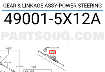 Nissan 490015X12A GEAR & LINKAGE ASSY-POWER STEERING