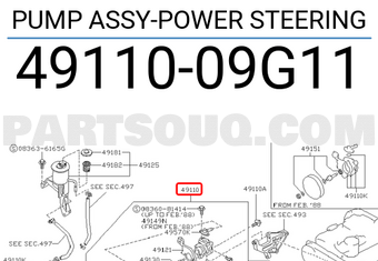 Nissan 4911009G11 PUMP ASSY-POWER STEERING