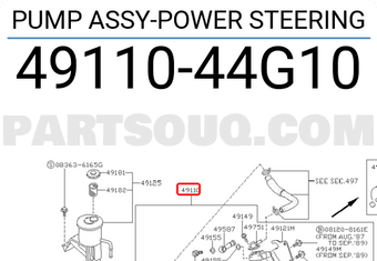 Nissan 4911044G10 PUMP ASSY-POWER STEERING