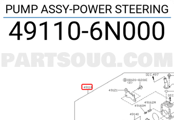 Nissan 491106N000 PUMP ASSY-POWER STEERING