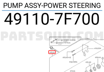 Nissan 491107F700 PUMP ASSY-POWER STEERING