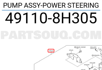 Nissan 491108H305 PUMP ASSY-POWER STEERING
