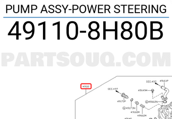 Nissan 491108H80B PUMP ASSY-POWER STEERING