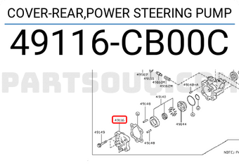 Nissan 49116CB00C COVER-REAR,POWER STEERING PUMP
