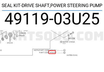 Nissan 4911903U25 SEAL KIT-DRIVE SHAFT,POWER STEERING PUMP