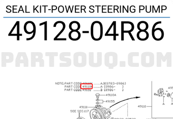 Nissan 4912804R86 SEAL KIT-POWER STEERING PUMP