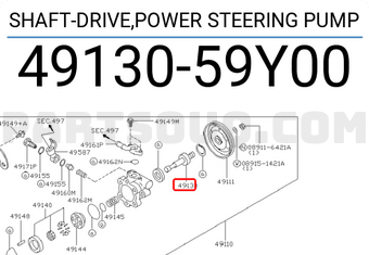 Nissan 4913059Y00 SHAFT-DRIVE,POWER STEERING PUMP
