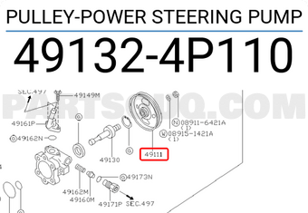 Nissan 491324P110 PULLEY-POWER STEERING PUMP