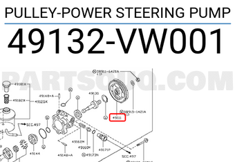 Nissan 49132VW001 PULLEY-POWER STEERING PUMP