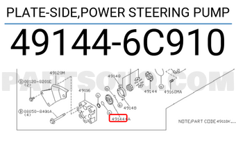 Nissan 491446C910 PLATE-SIDE,POWER STEERING PUMP