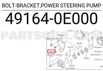 Nissan 491640E000 BOLT-BRACKET,POWER STEERING PUMP