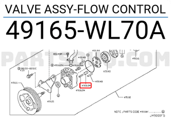 Nissan 49165WL70A VALVE ASSY-FLOW CONTROL