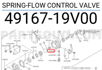 Nissan 4916719V00 SPRING-FLOW CONTROL VALVE