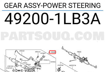 Nissan 492001LB3A GEAR ASSY-POWER STEERING